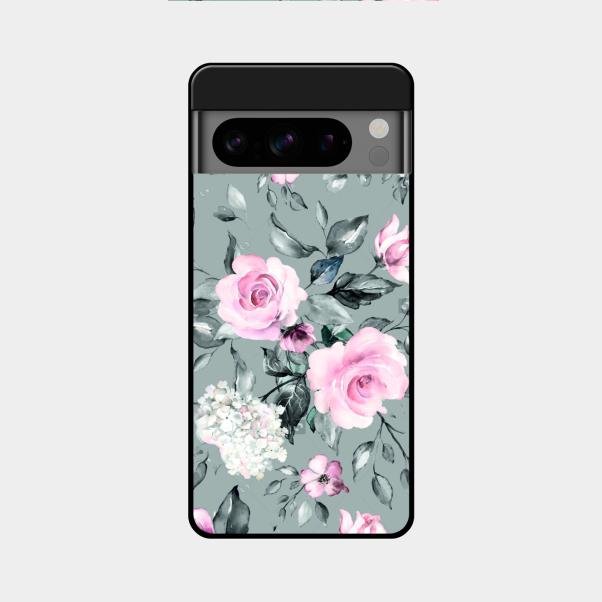 Retro Floral Glossy Metal Case Cover V2 For Google Pixel 8 Pro 5G