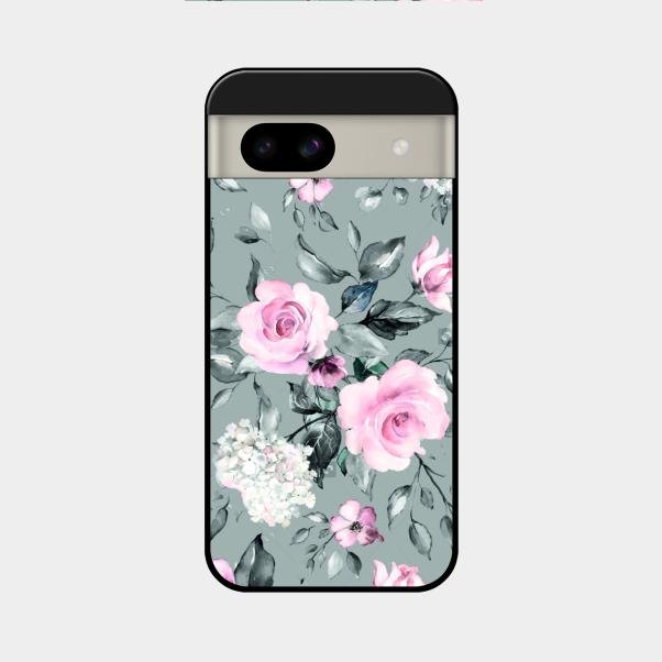 Retro Floral Glossy Metal Case Cover V2 For Google Pixel 8A 5G