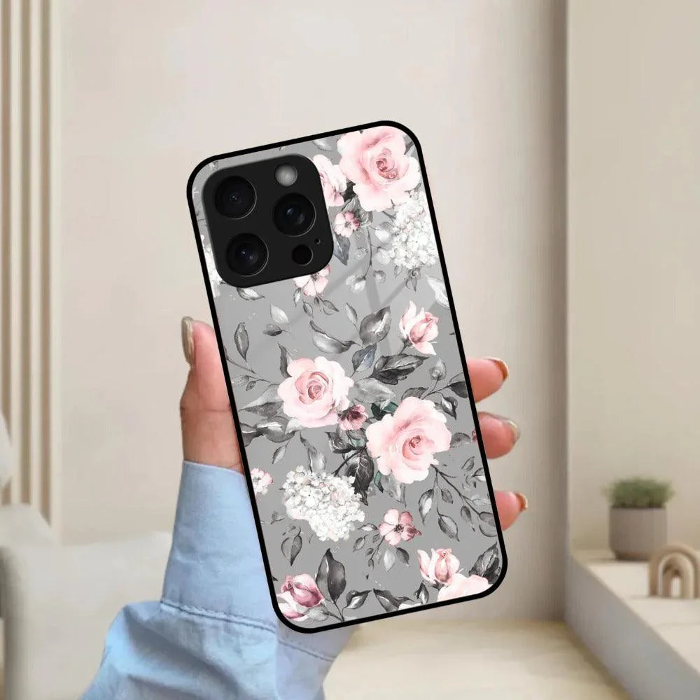 Retro Floral Glossy Glass Case Cover V2 For iPhone - ShopOnCliQ