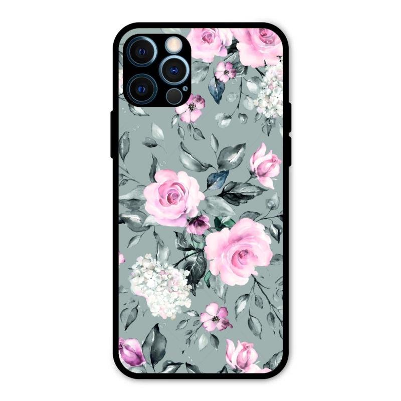 Retro Floral Glossy Metal Case Cover V2 For iPhone 12 Pro Max