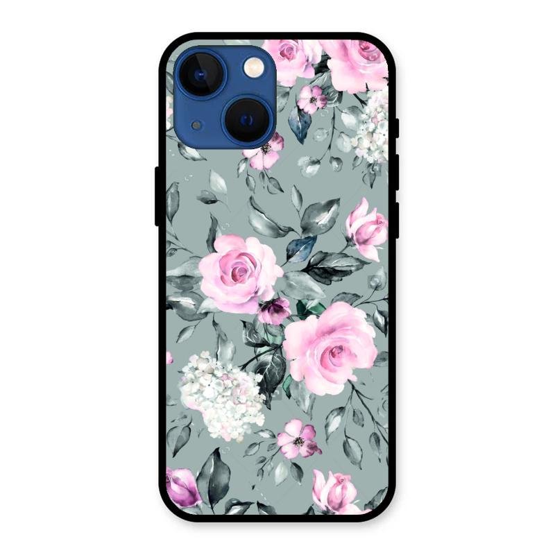 Retro Floral Glossy Metal Case Cover V2 For iPhone 13 mini