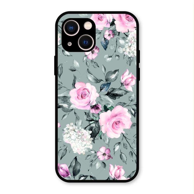 Retro Floral Glossy Metal Case Cover V2 For iPhone 13