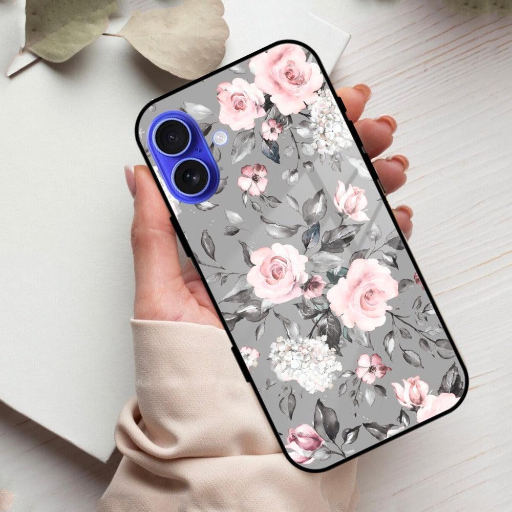 Retro Floral Glossy Glass Case Cover V2 For iPhone - ShopOnCliQ
