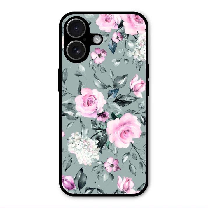 Retro Floral Glossy Metal Case Cover V2 For iPhone 17
