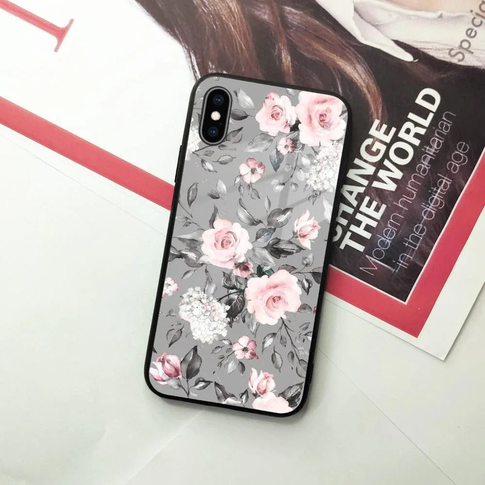 Retro Floral Glossy Glass Case Cover V2 For iPhone - ShopOnCliQ