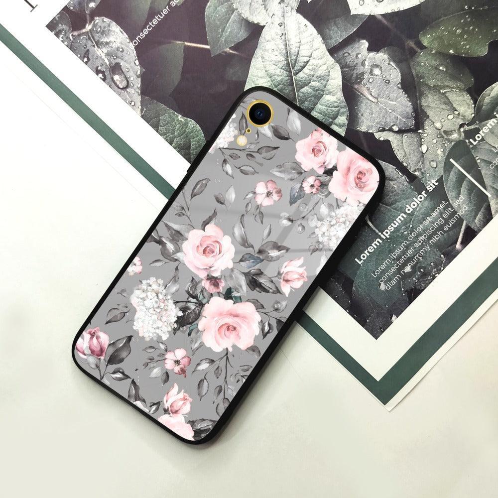 Retro Floral Glossy Glass Case Cover V2 For iPhone - ShopOnCliQ