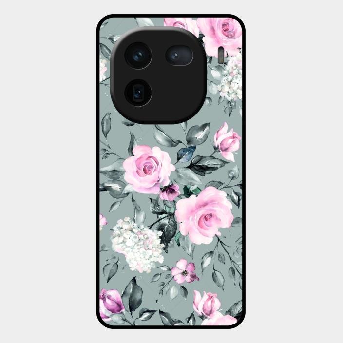 Retro Floral Glossy Metal Case Cover V2 For Iqoo 12 5G