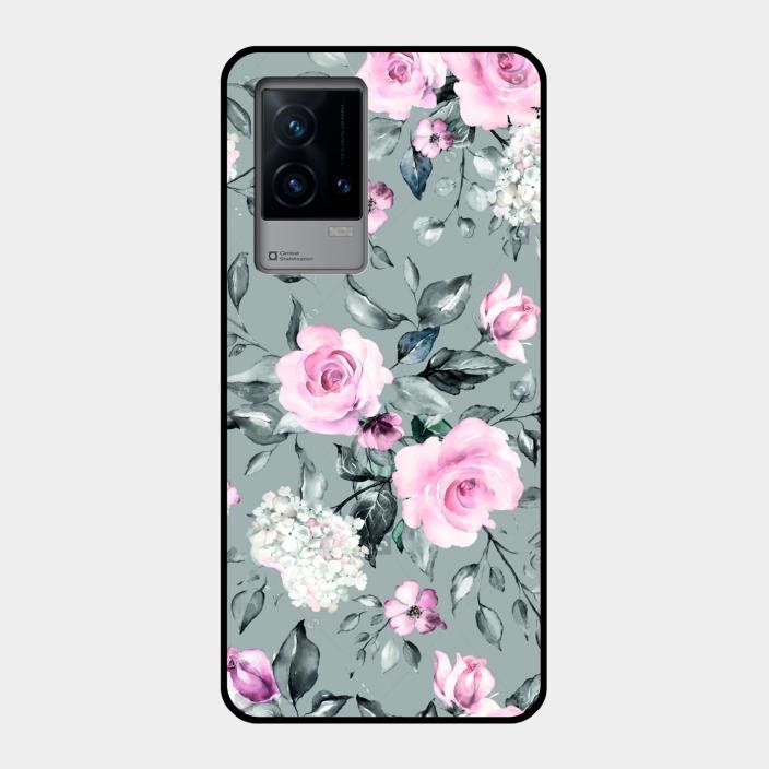 Retro Floral Glossy Metal Case Cover V2 For Iqoo 9 5G