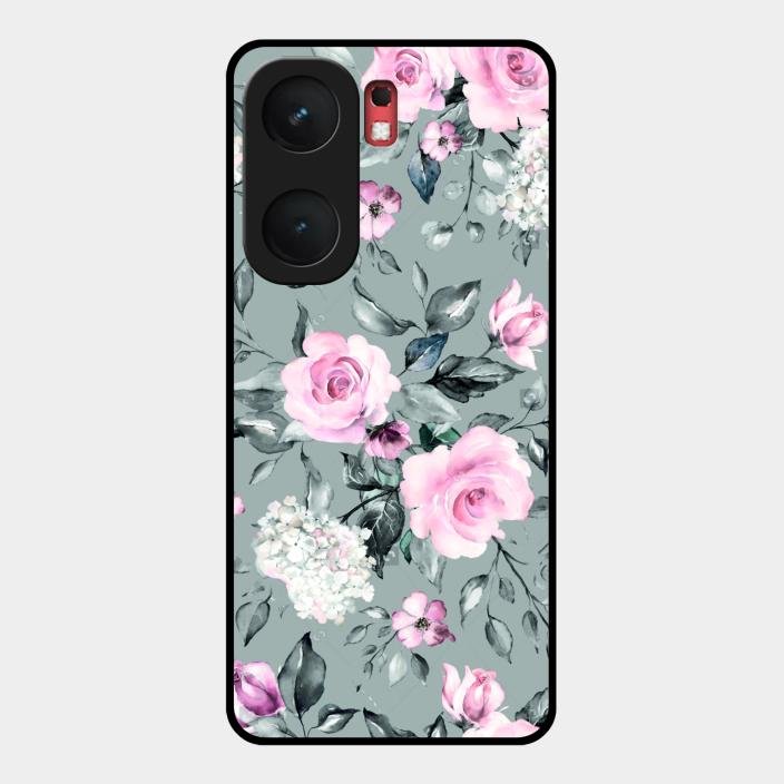 Retro Floral Glossy Metal Case Cover V2 For Iqoo Neo 9 Pro 5G