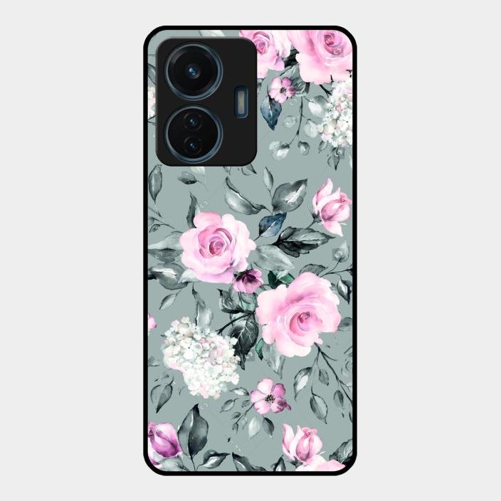 Retro Floral Glossy Metal Case Cover V2 For Iqoo Z6 Lite 5G
