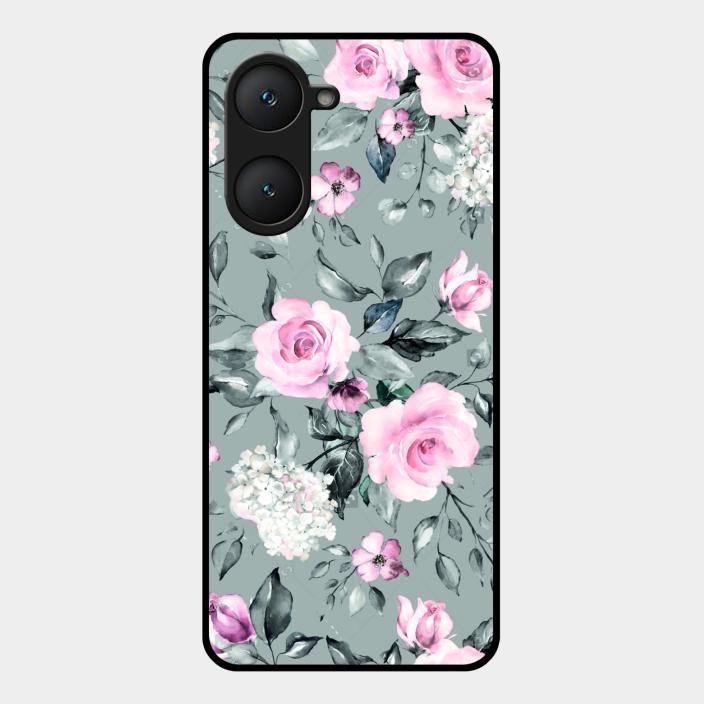 Retro Floral Glossy Metal Case Cover V2 For Iqoo Z9 Lite 5G