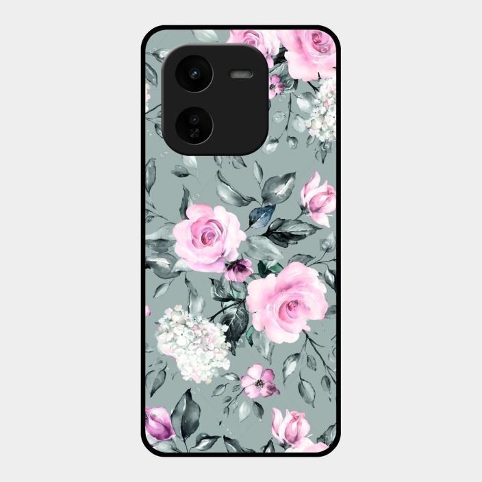Retro Floral Glossy Metal Case Cover V2 For Iqoo Z9X 5G