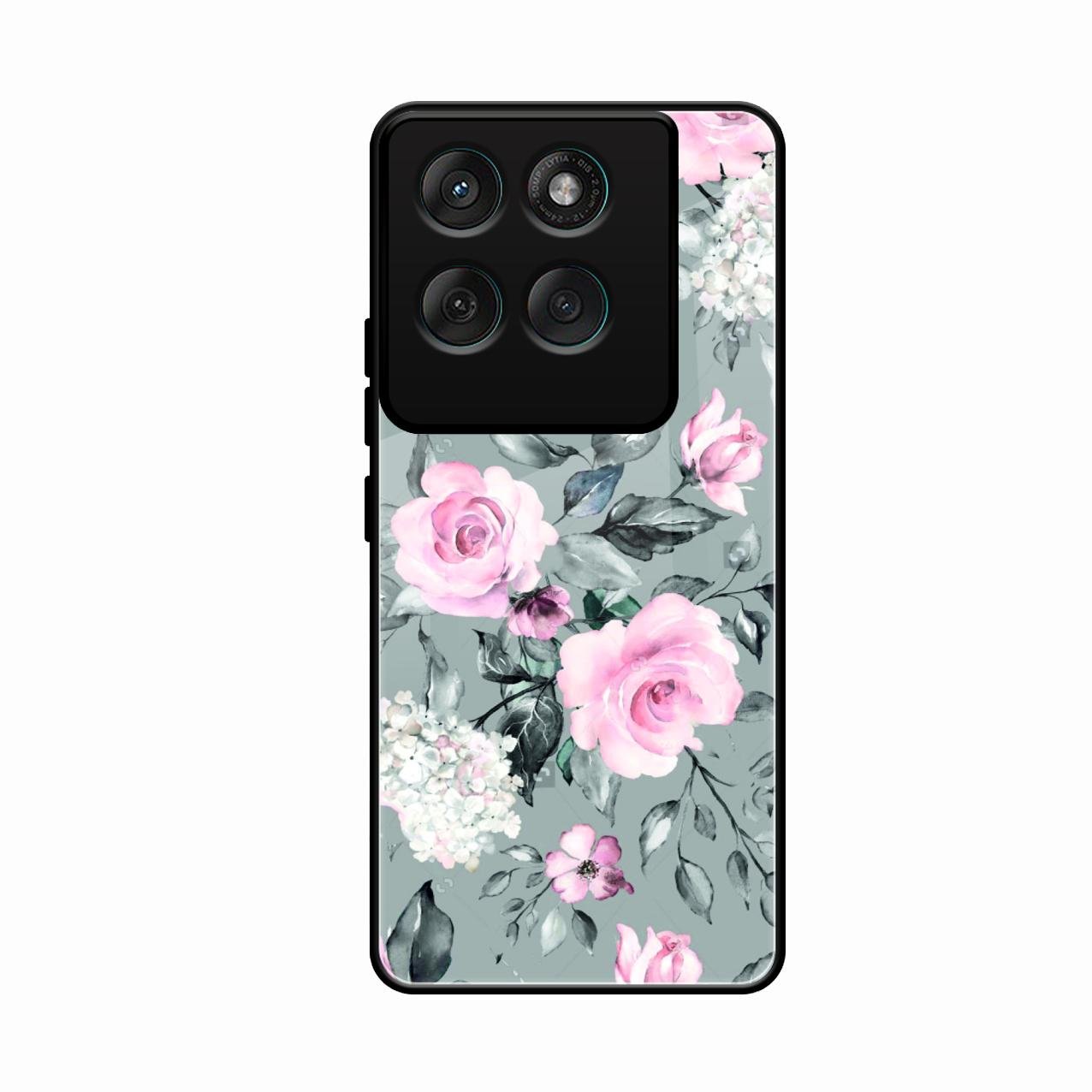 Retro Floral Glossy Metal Case Cover V2 For Motorola Edge 60 Pro 5G