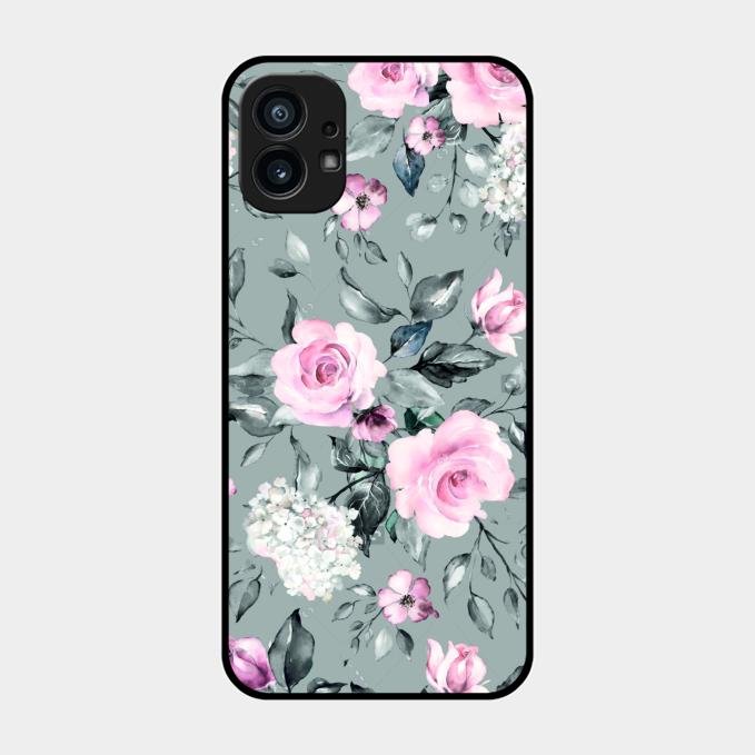 Retro Floral Glossy Metal Case Cover V2 For Nothing Phone 1