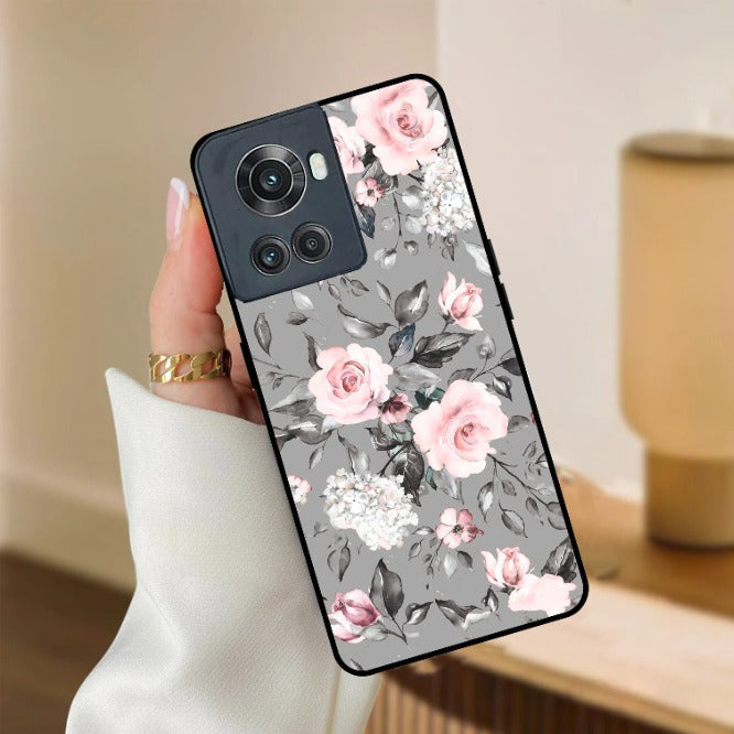 Retro Floral Glossy Metal Case Cover V2 For OnePlus