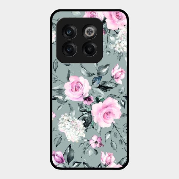Retro Floral Glossy Metal Case Cover V2 For Oneplus 10T 5G