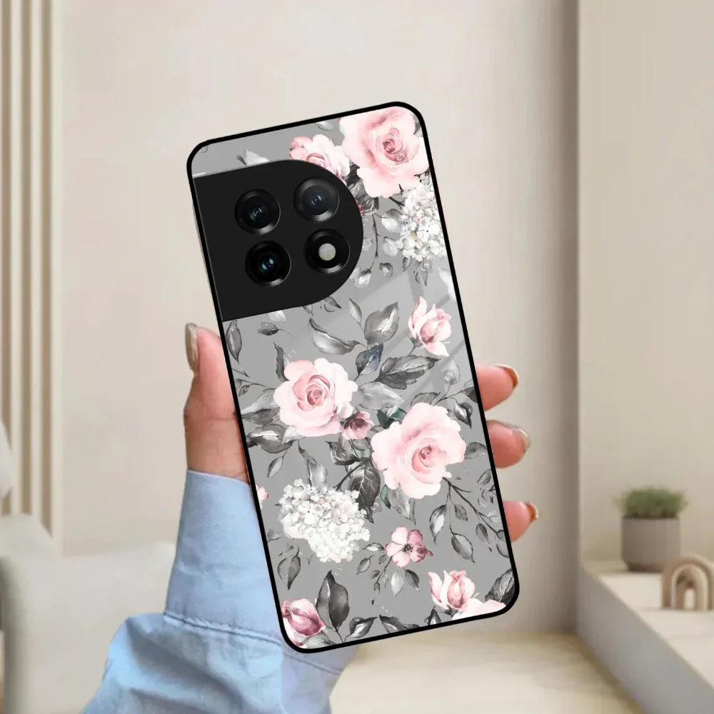 Retro Floral Glossy Glass Case Cover V2 For Oneplus - ShopOnCliQ