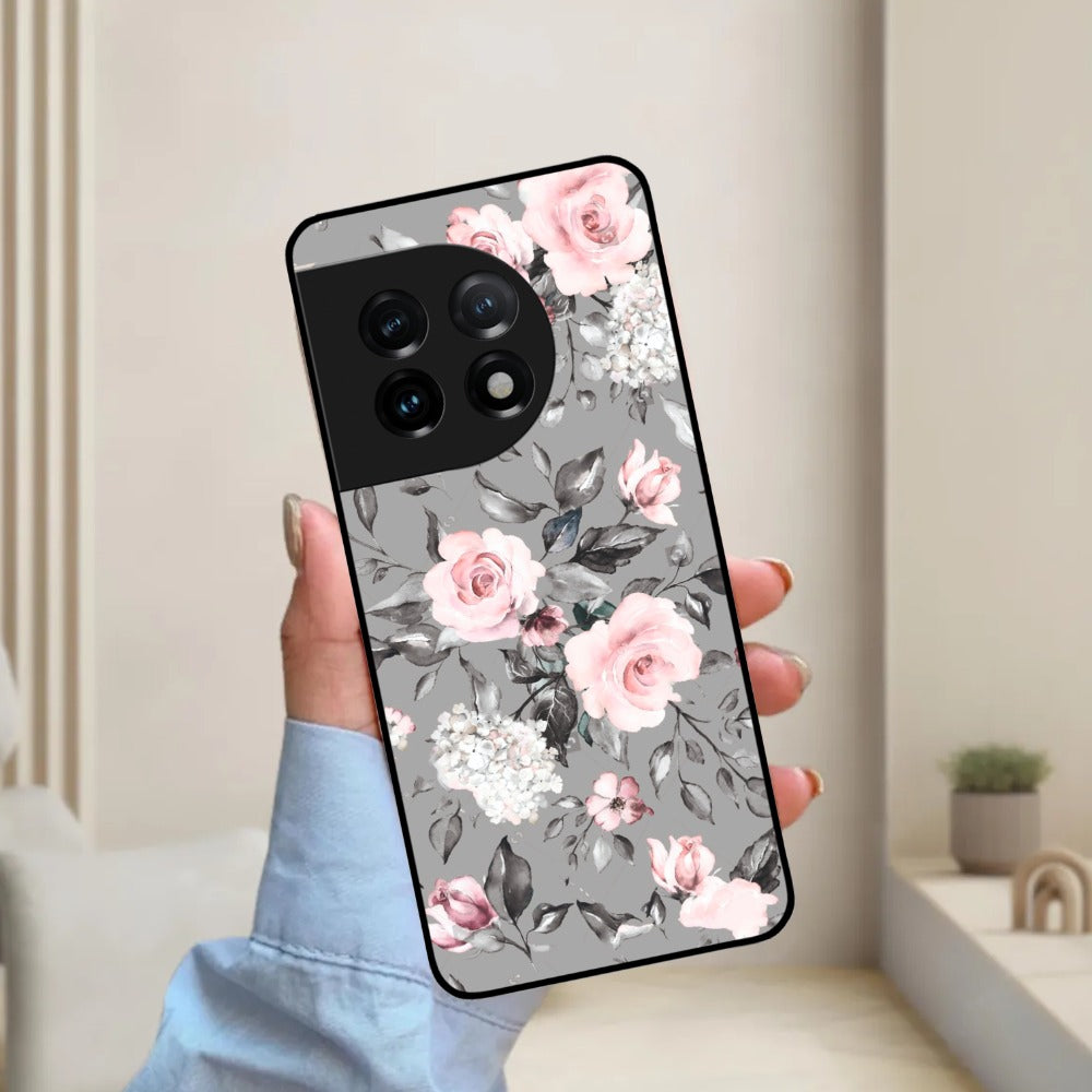 Retro Floral Glossy Metal Case Cover V2 For OnePlus