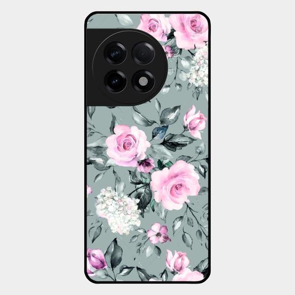 Retro Floral Glossy Metal Case Cover V2 For Oneplus 11R 5G