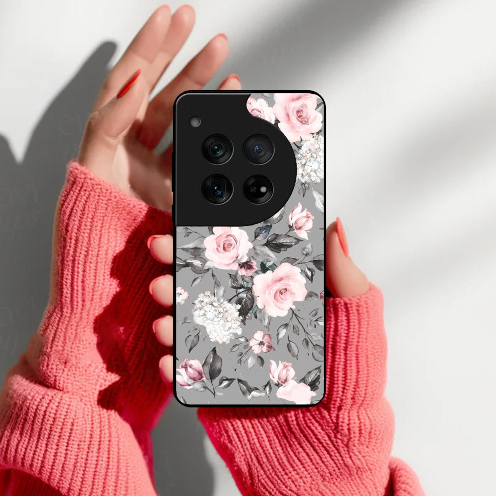 Retro Floral Glossy Metal Case Cover V2 For OnePlus