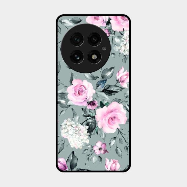 Retro Floral Glossy Metal Case Cover V2 For Oneplus 13 5G
