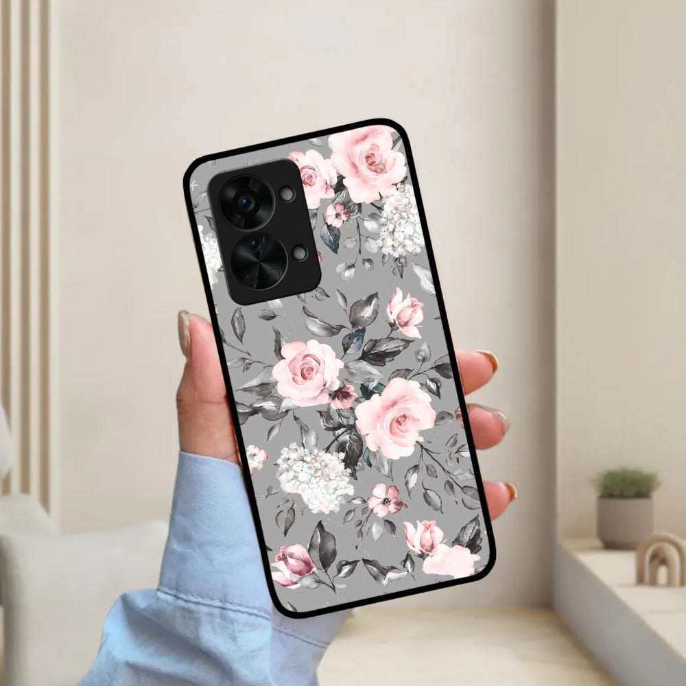 Retro Floral Glossy Metal Case Cover V2 For OnePlus