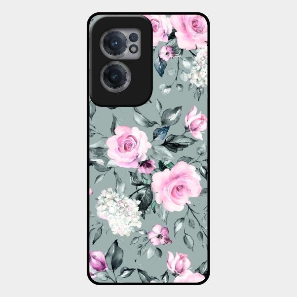Retro Floral Glossy Metal Case Cover V2 For Oneplus Nord Ce 2 5G