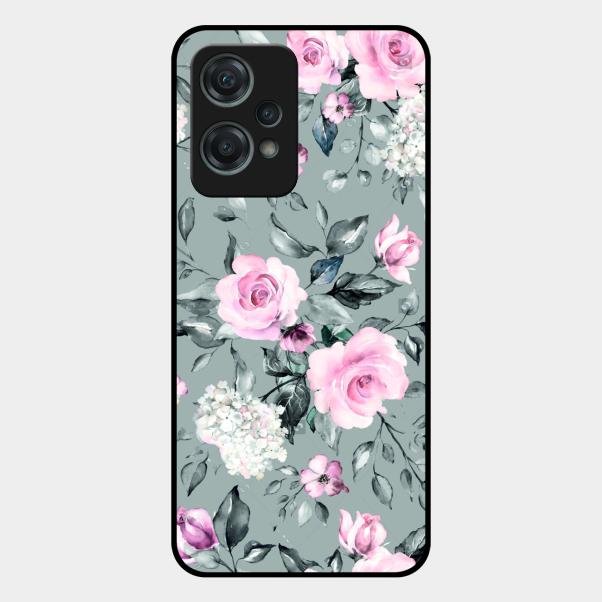 Retro Floral Glossy Metal Case Cover V2 For Oneplus Nord Ce 2 Lite 5G
