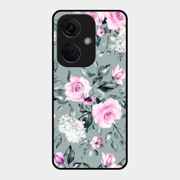 Retro Floral Glossy Metal Case Cover V2 For Oneplus Nord Ce 3 5G