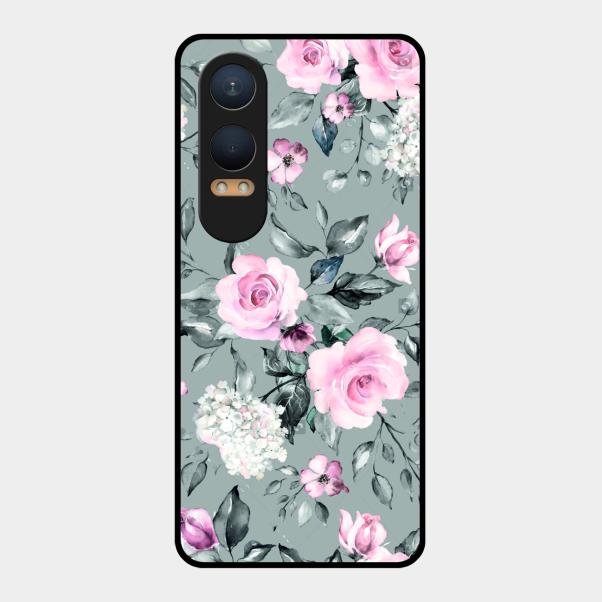 Retro Floral Glossy Metal Case Cover V2 For Oneplus Nord Ce 4 Lite 5G