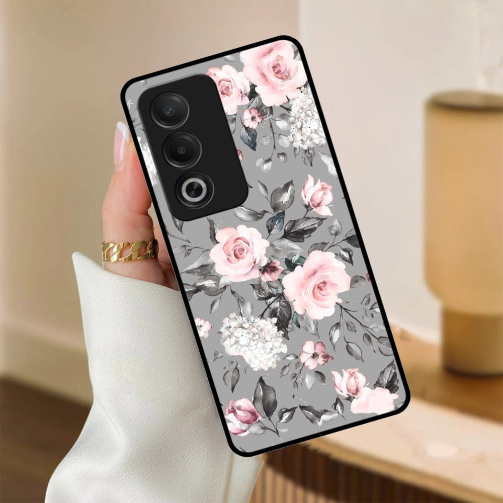 Retro Floral Glossy Metal Case Cover V2 For Oppo