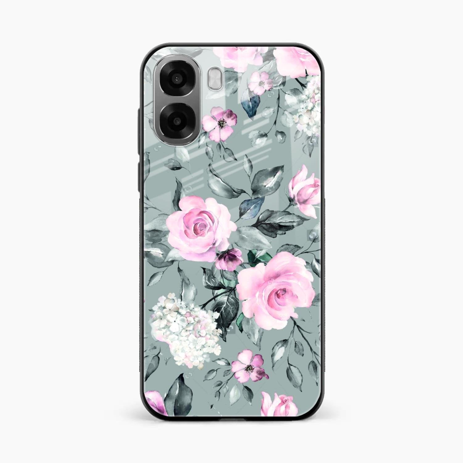 Retro Floral Glossy Metal Case Cover V2 For Oppo A6X 5G