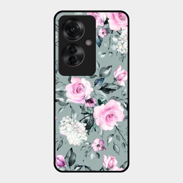 Retro Floral Glossy Metal Case Cover V2 For Oppo F25 Pro 5G