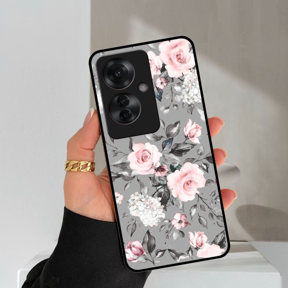 Retro Floral Glossy Metal Case Cover V2 For Oppo