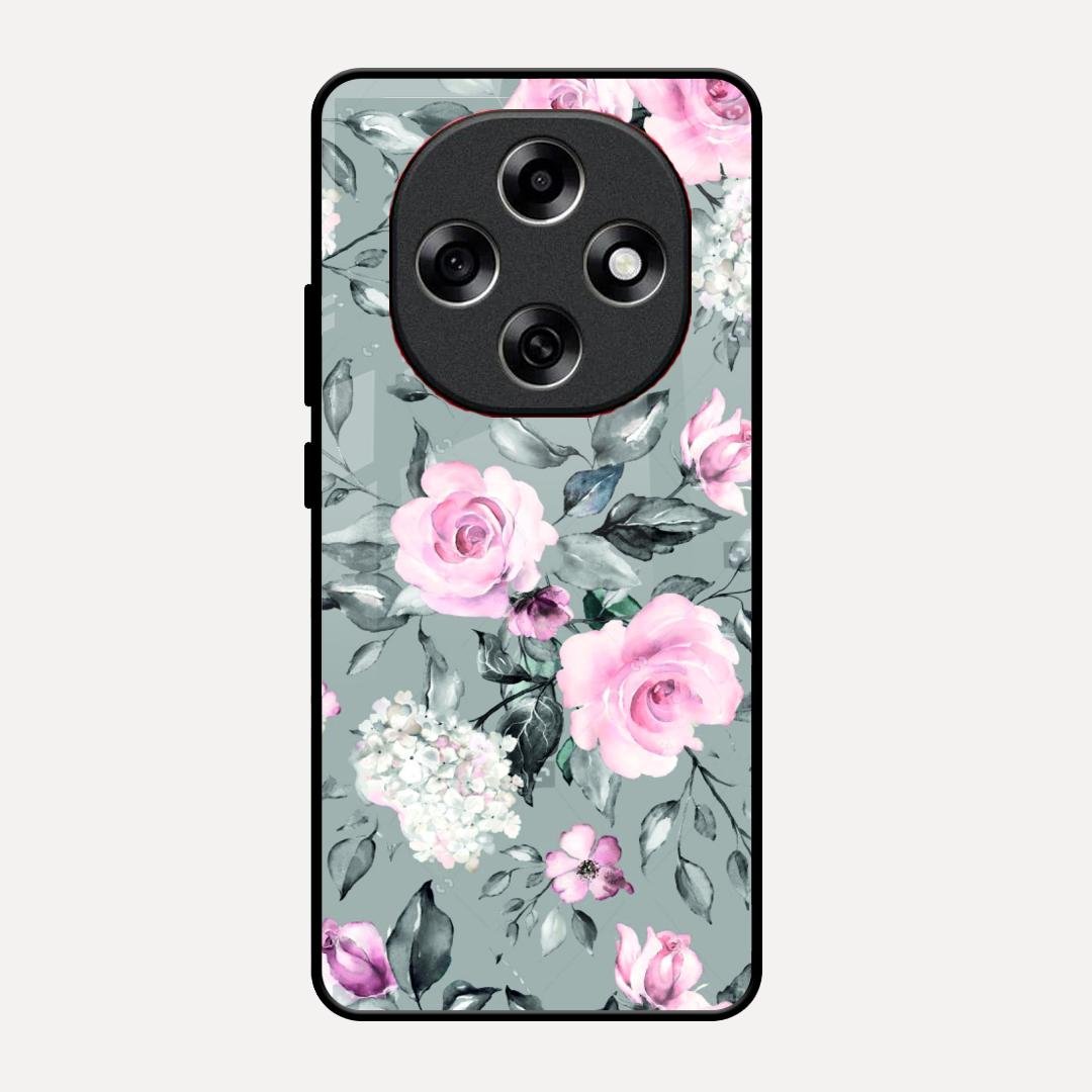Retro Floral Glossy Metal Case Cover V2 For Oppo F31 Pro 5G