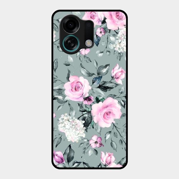 Retro Floral Glossy Metal Case Cover V2 For Oppo K13 Turbo 5G