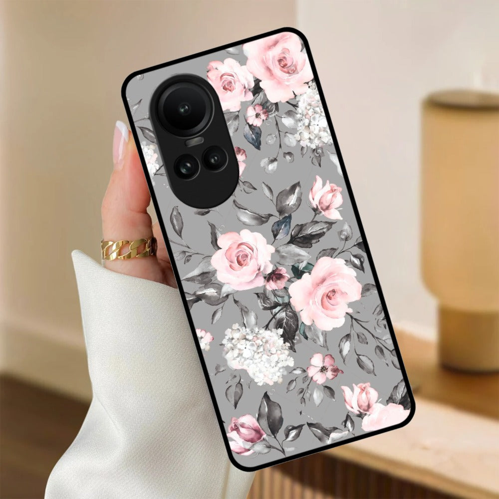 Retro Floral Glossy Metal Case Cover V2 For Oppo