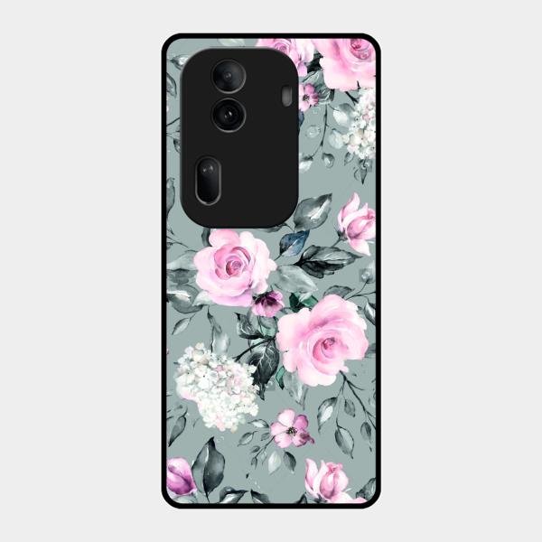 Retro Floral Glossy Metal Case Cover V2 For Oppo Reno 11 Pro 5G