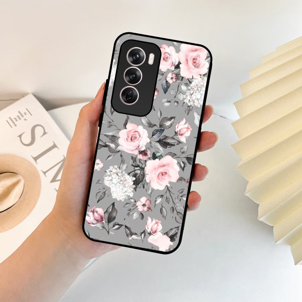 Retro Floral Glossy Metal Case Cover V2 For Oppo