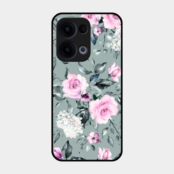 Retro Floral Glossy Metal Case Cover V2 For Oppo Reno 13 5G