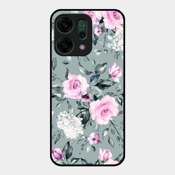 Retro Floral Glossy Metal Case Cover V2 For Oppo Reno 14 5G