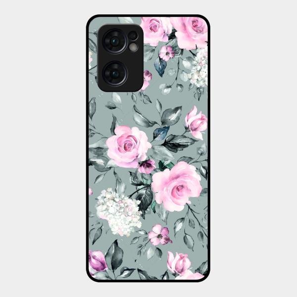 Retro Floral Glossy Metal Case Cover V2 For Oppo Reno 7 5G
