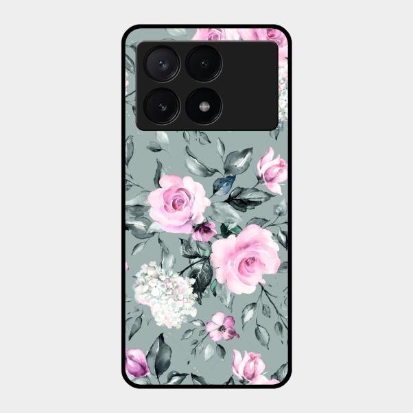 Retro Floral Glossy Metal Case Cover V2 For Poco X6 Pro 5G