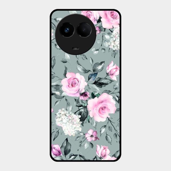 Retro Floral Glossy Metal Case Cover V2 For Realme 11X 5G