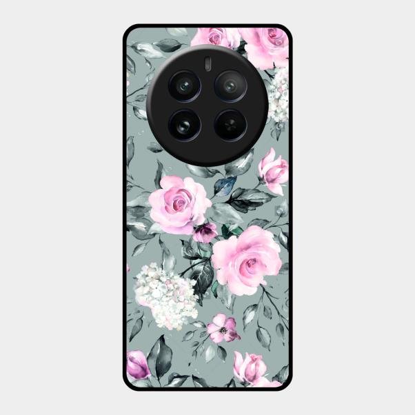 Retro Floral Glossy Metal Case Cover V2 For Realme 12 Pro Plus 5G