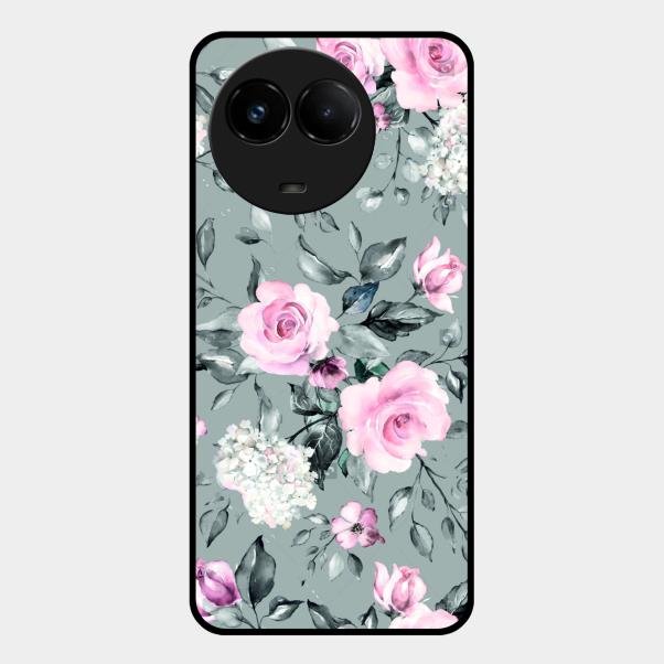 Retro Floral Glossy Metal Case Cover V2 For Realme C67 5G