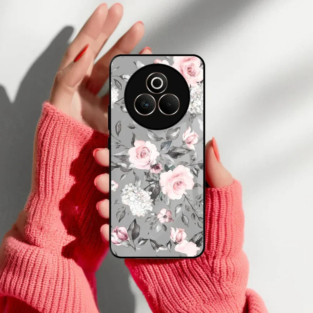 Retro Floral Glossy Glass Case Cover V2 For Realme/Narzo - ShopOnCliQ