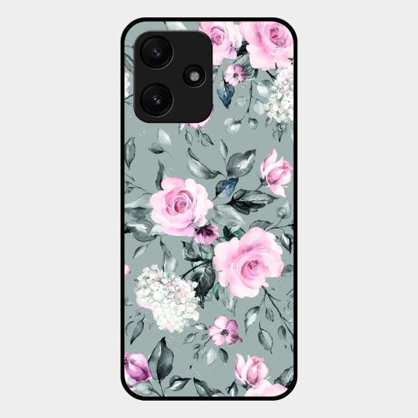 Retro Floral Glossy Metal Case Cover V2 For Redmi 12 5G