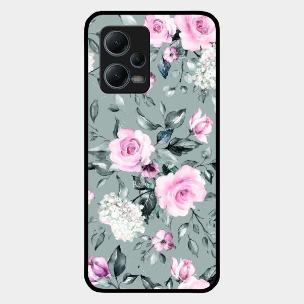 Retro Floral Glossy Metal Case Cover V2 For Redmi Note 12 5G