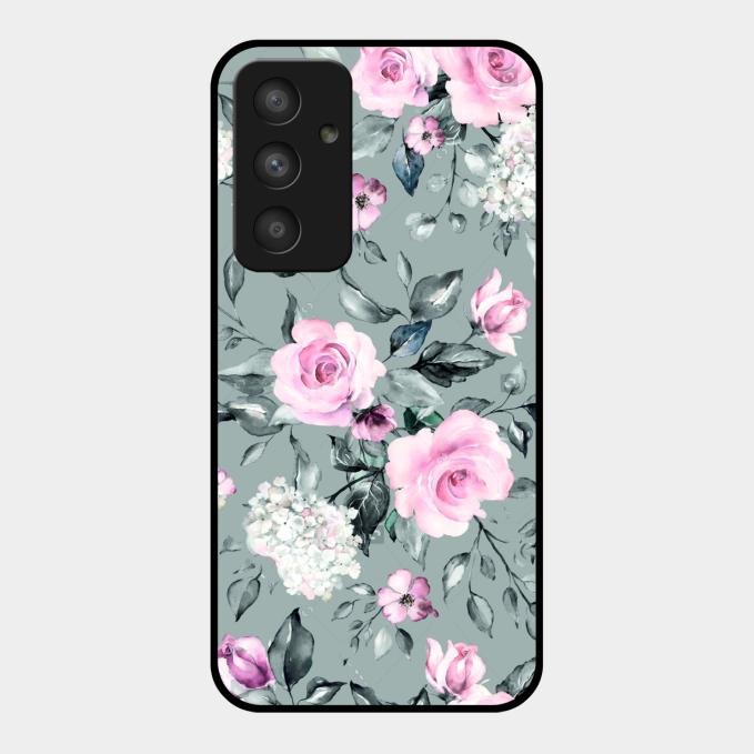 Retro Floral Glossy Metal Case Cover V2 For Samsung Galaxy A54 5G